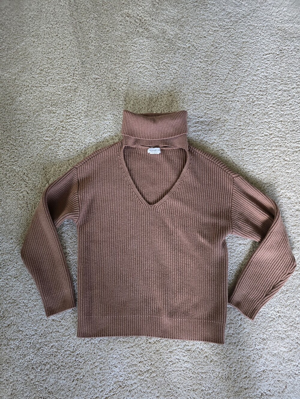 Lovers And Friends Brown Turtleneck Cutout Sweater Size Small